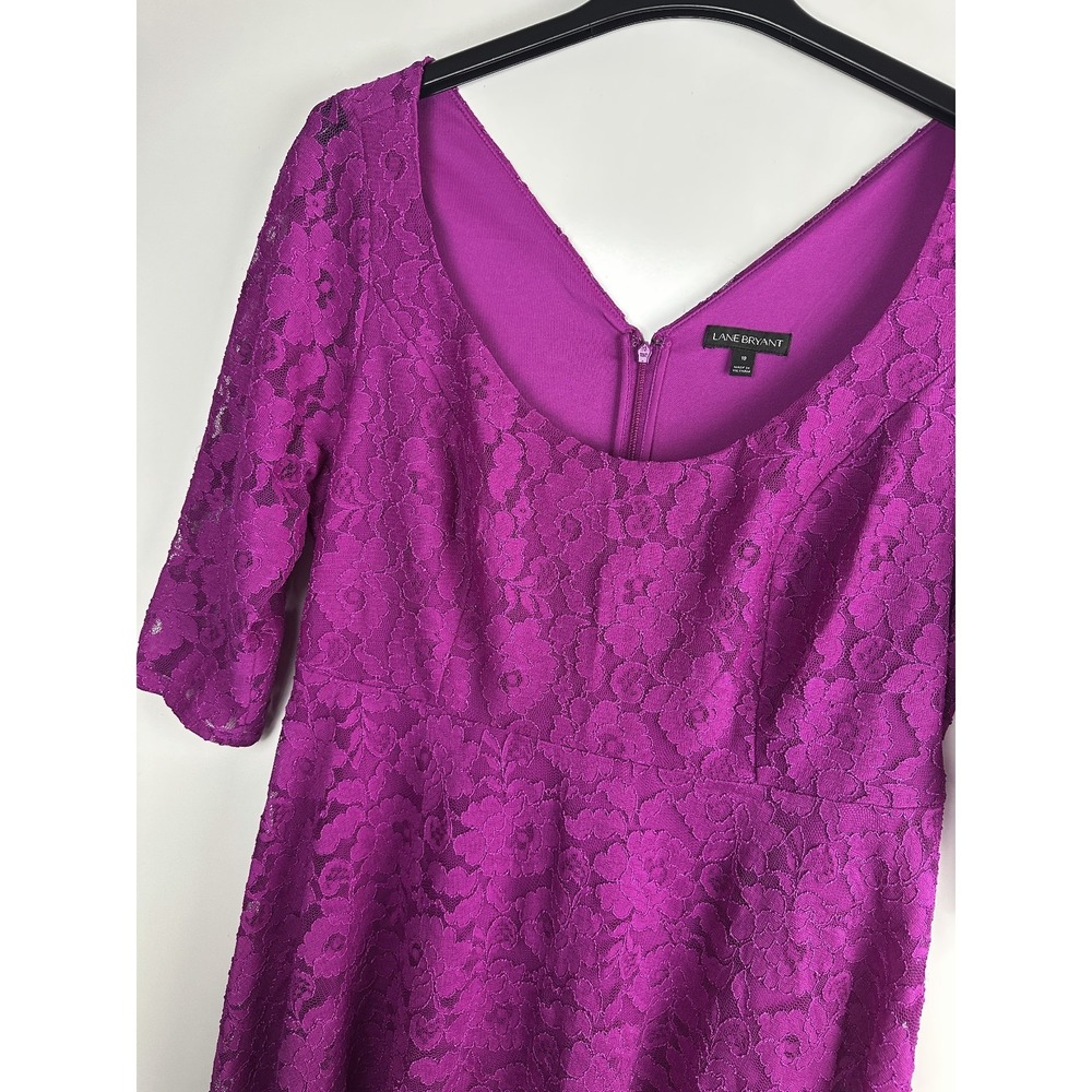 Lane Bryant Floral Lace Fit & Flare Dress A-Line Magenta Overlay Plus Size 18 - Picture 4 of 14